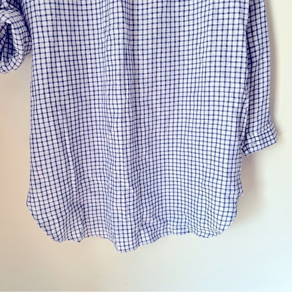 The Company Store Linen Blue White Check Tunic Shirt Pocket Dress Coastal L NEW - Picture 13 of 15